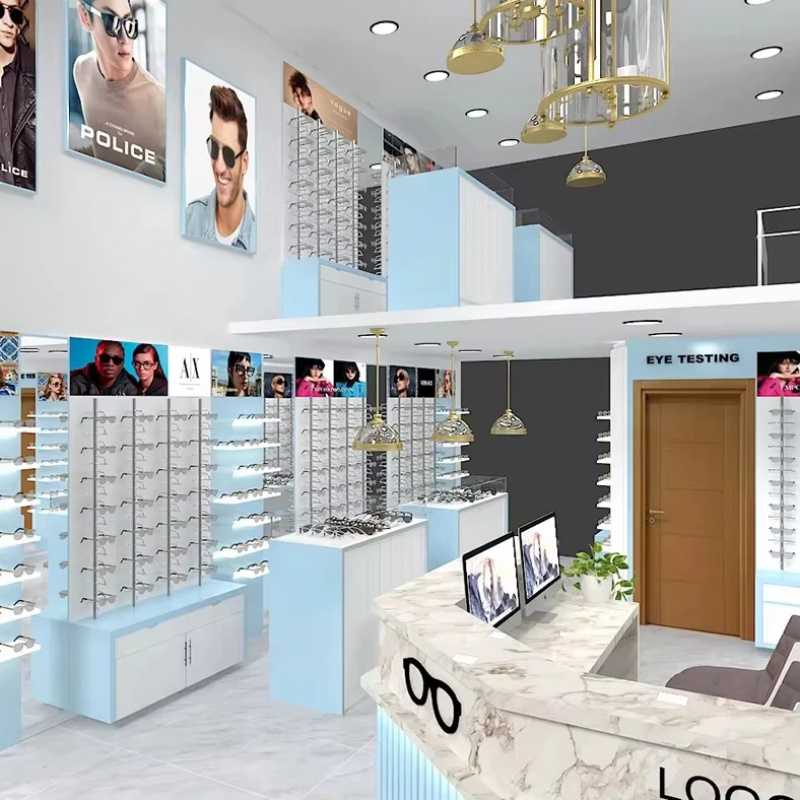 Interior Design Usa - custom.Custom LED-Lit Wooden Eyewear Display Cabinets