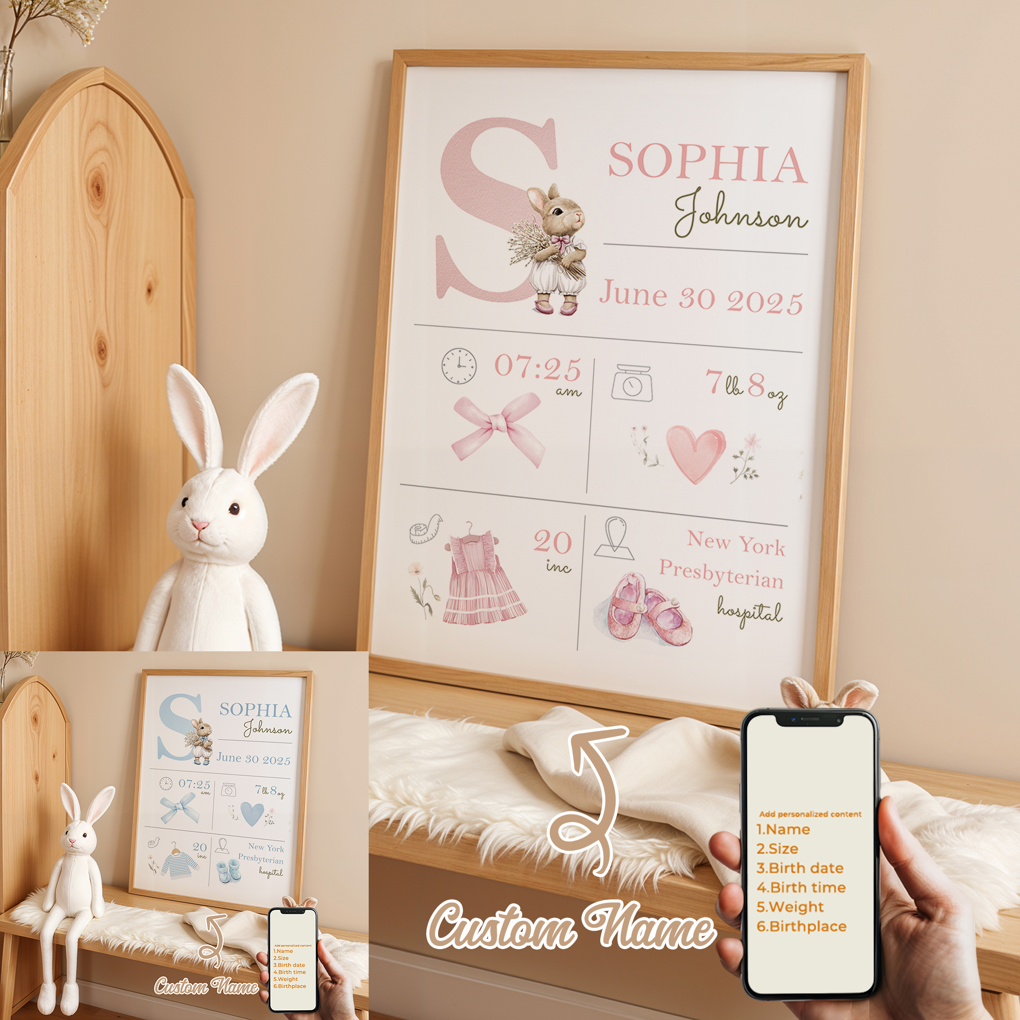 Interior Design Living Room - Personalized Custom Name Cartoon Child Birth