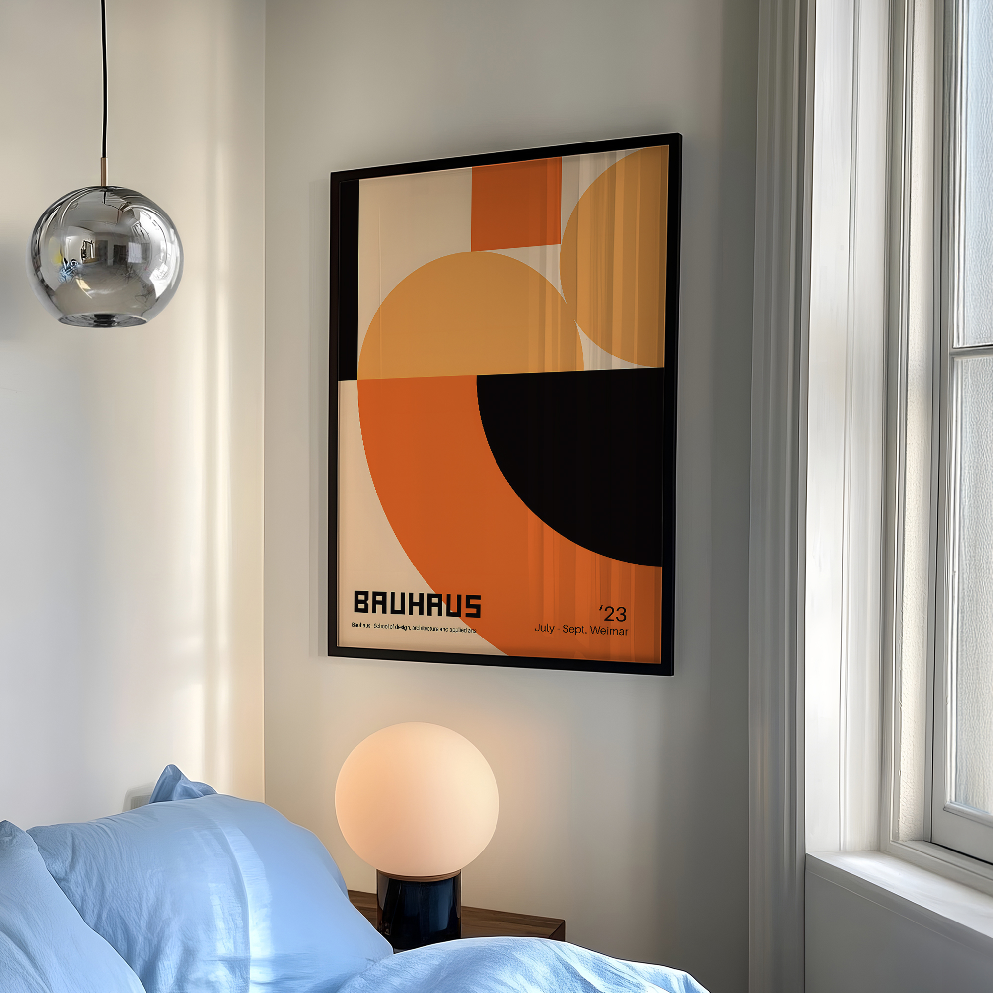 Interior Design Living Room - Modern Geometry Bauhaus School Orange Wall