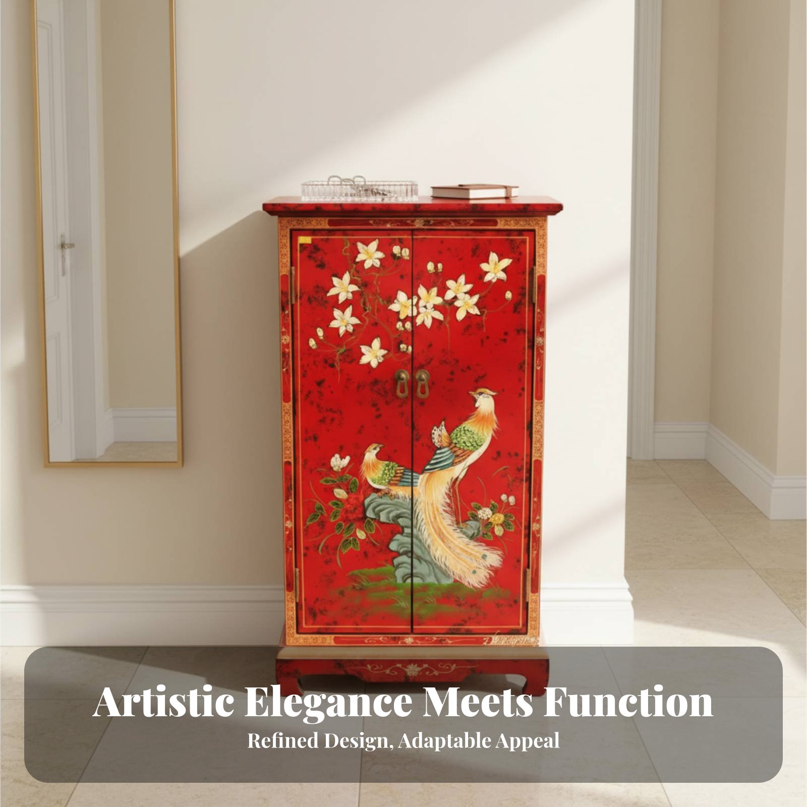Hand-Painted 2-Door Cabinet Eu - Interior Design Usa avaliação e preço