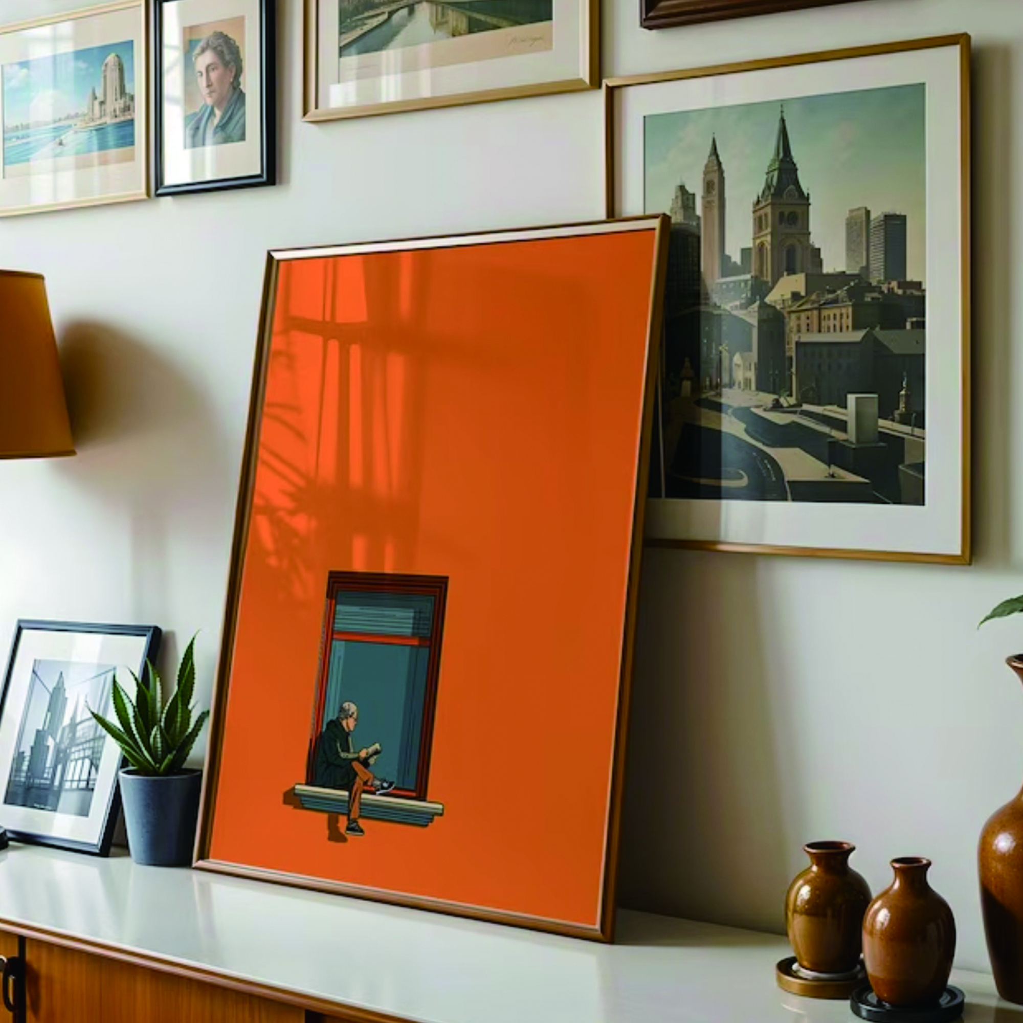 Orange Minimalist Dopamine War - Interior Design Living Room avaliação e preço