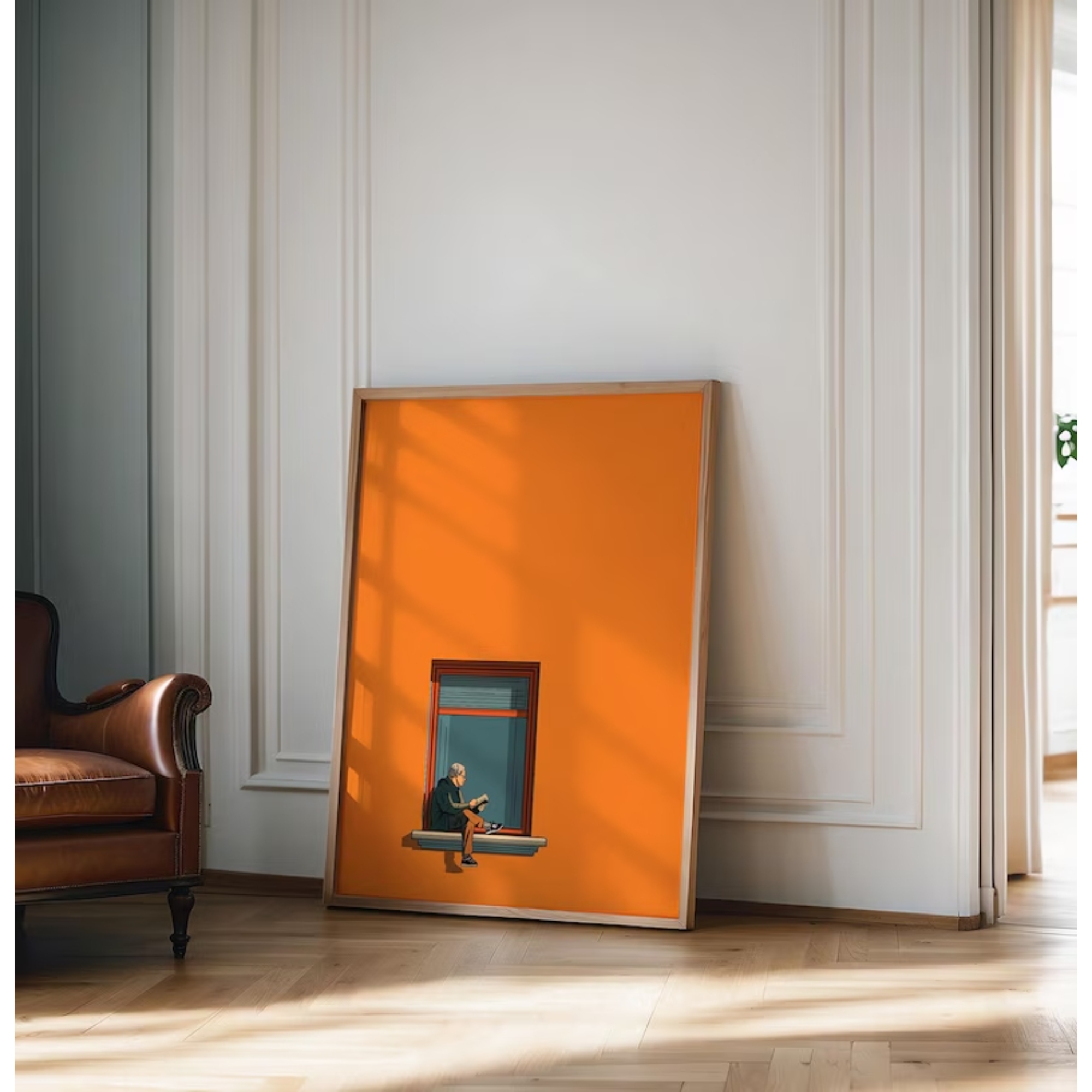 Orange Minimalist Dopamine War - Interior Design Living Room avaliação e preço