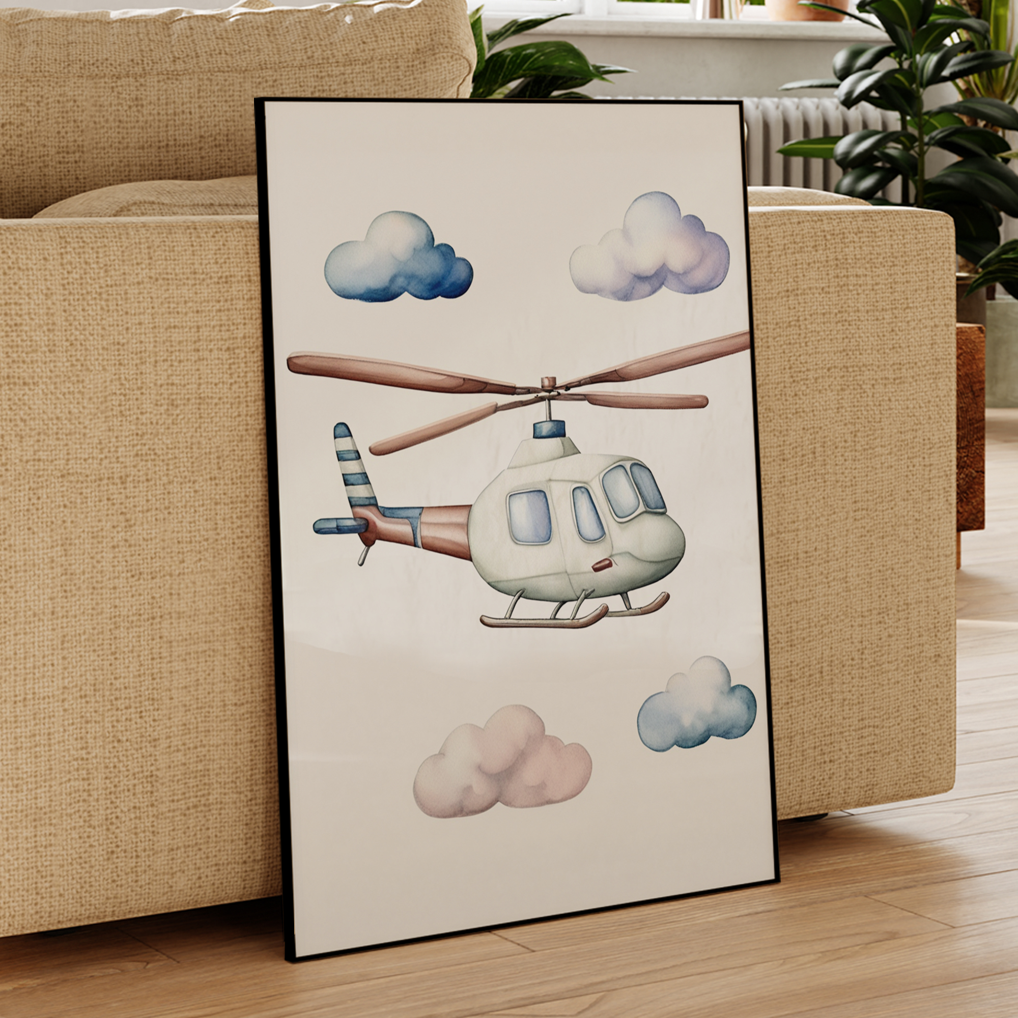 Cartoon Children Airplane Heli - Interior Design Living Room avaliação e preço