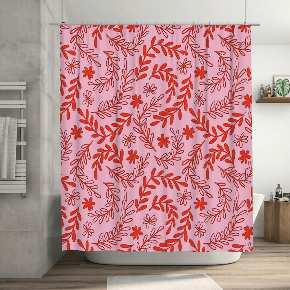 Pink Red Floral Shower Curtain - Interior Design Your Home avaliação e preço
