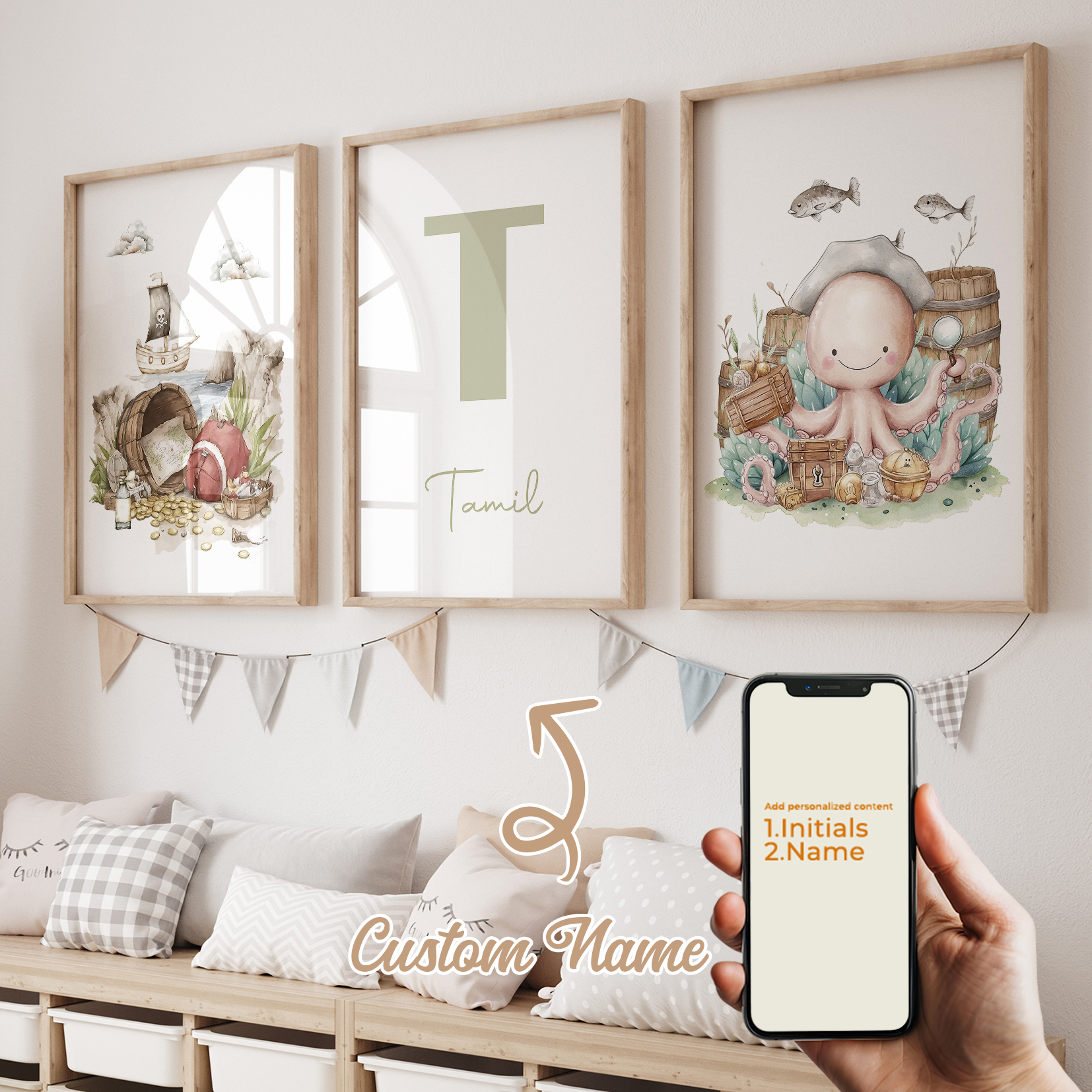 3pcs Personalized Custom Name  - Interior Design Living Room avaliação e preço