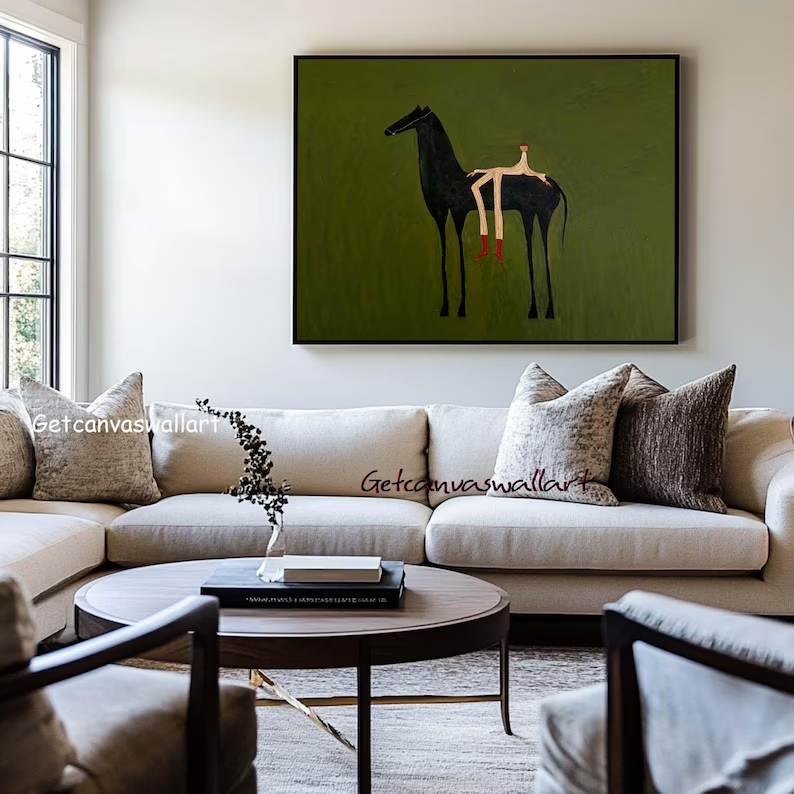 Modern Abstract Western Horse  - Interior Design Living Room avaliação e preço