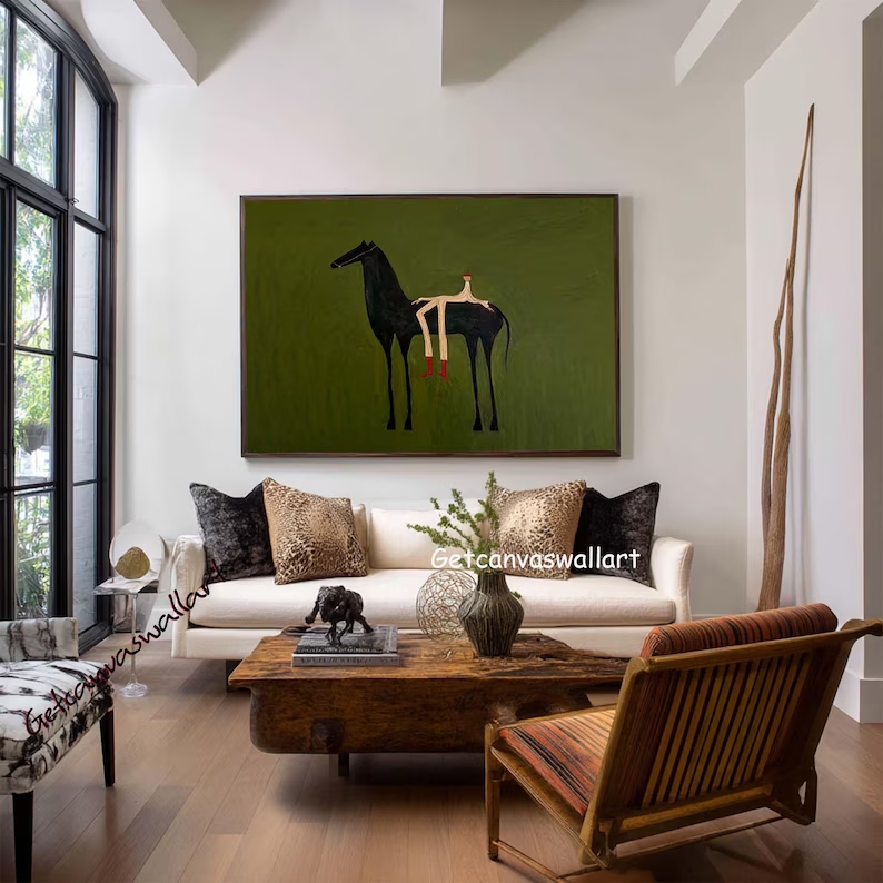 Modern Abstract Western Horse  - Interior Design Living Room avaliação e preço