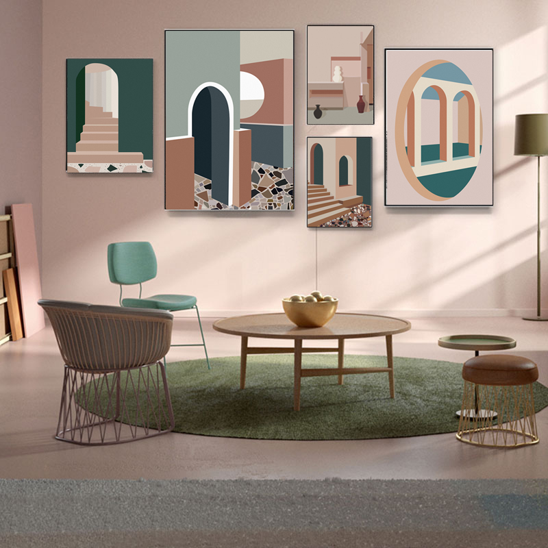 Retro Morandi Building Canvas  - Interior Design Build avaliação e preço