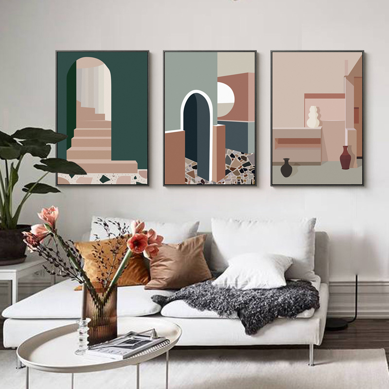 Retro Morandi Building Canvas  - Interior Design Build avaliação e preço